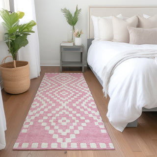 Piper Looms Mayfield Diamonds AMF891 Pink Machine Washable Area Rug Runner Lifestyle Image Feature