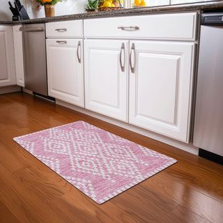 Piper Looms Mayfield Diamonds AMF891 Pink Machine Washable Area Rug Scatter Lifestyle Image Feature