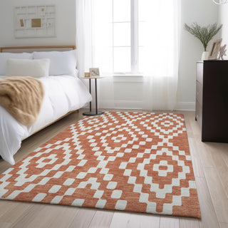 Piper Looms Mayfield Diamonds AMF891 Salmon Machine Washable Area Rug Lifestyle Image Feature