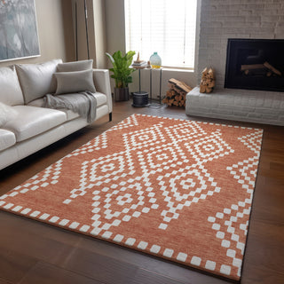Piper Looms Mayfield Diamonds AMF891 Salmon Machine Washable Area Rug Lifestyle Image Feature