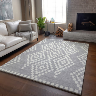 Piper Looms Mayfield Diamonds AMF891 Silver Machine Washable Area Rug Lifestyle Image Feature