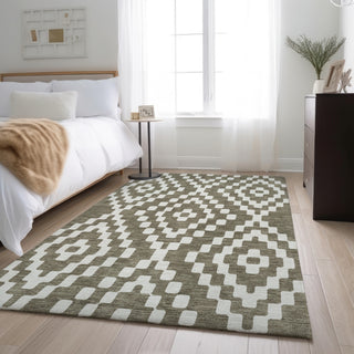 Piper Looms Mayfield Diamonds AMF891 Taupe Machine Washable Area Rug Lifestyle Image Feature