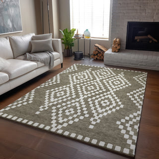 Piper Looms Mayfield Diamonds AMF891 Taupe Machine Washable Area Rug Lifestyle Image Feature