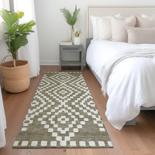 Piper Looms Mayfield Diamonds AMF891 Taupe Machine Washable Area Rug Runner Lifestyle Image Feature