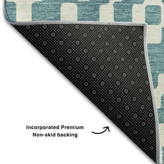 Piper Looms Mayfield Diamonds AMF891 Teal Machine Washable Area Rug Backing Image