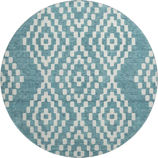 Piper Looms Mayfield Diamonds AMF891 Teal Machine Washable Area Rug Round Main Image