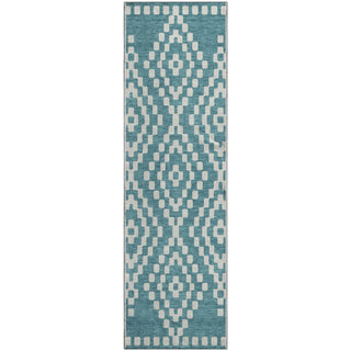 Piper Looms Mayfield Diamonds AMF891 Teal Machine Washable Area Rug Runner Main Image