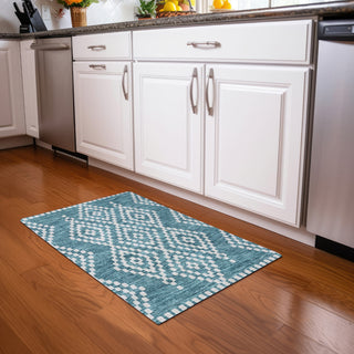 Piper Looms Mayfield Diamonds AMF891 Teal Machine Washable Area Rug Scatter Lifestyle Image Feature