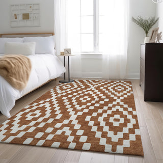 Piper Looms Mayfield Diamonds AMF891 Terracotta Machine Washable Area Rug Lifestyle Image Feature