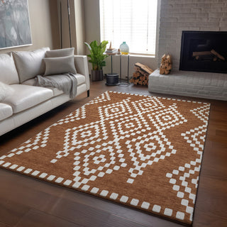 Piper Looms Mayfield Diamonds AMF891 Terracotta Machine Washable Area Rug Lifestyle Image Feature