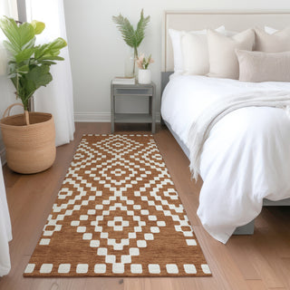 Piper Looms Mayfield Diamonds AMF891 Terracotta Machine Washable Area Rug Runner Lifestyle Image Feature