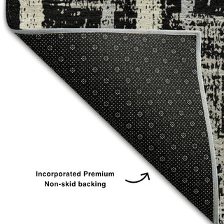 Piper Looms Mayfield Stripes AMF892 Black Machine Washable Area Rug Backing Image