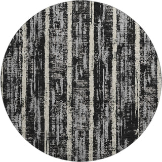 Piper Looms Mayfield Stripes AMF892 Black Machine Washable Area Rug Round Main Image