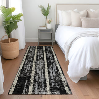 Piper Looms Mayfield Stripes AMF892 Black Machine Washable Area Rug Runner Lifestyle Image Feature
