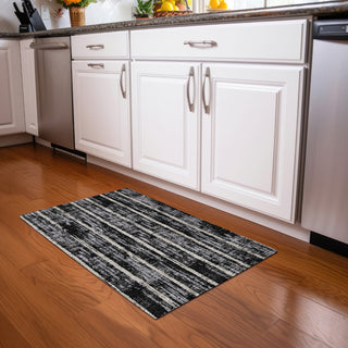 Piper Looms Mayfield Stripes AMF892 Black Machine Washable Area Rug Scatter Lifestyle Image Feature