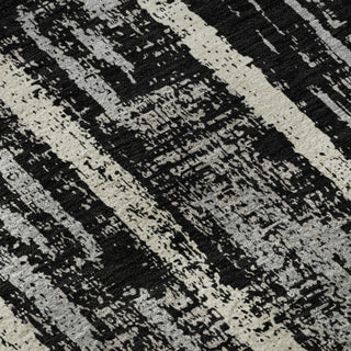 Piper Looms Mayfield Stripes AMF892 Black Machine Washable Area Rug Swatch Image