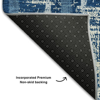 Piper Looms Mayfield Stripes AMF892 Blue Machine Washable Area Rug Backing Image