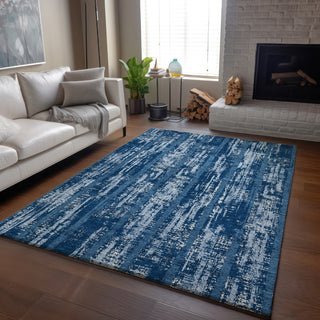 Piper Looms Mayfield Stripes AMF892 Blue Machine Washable Area Rug Lifestyle Image Feature