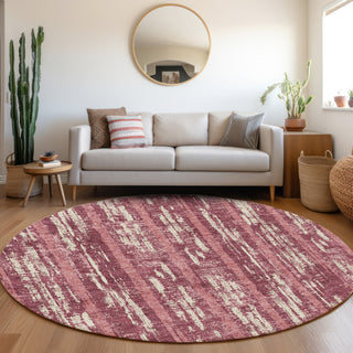 Piper Looms Mayfield Stripes AMF892 Blush Machine Washable Area Rug Round Lifestyle Image Feature