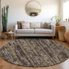 Piper Looms Mayfield Stripes AMF892 Chocolate Machine Washable Area Rug Round Lifestyle Image Feature