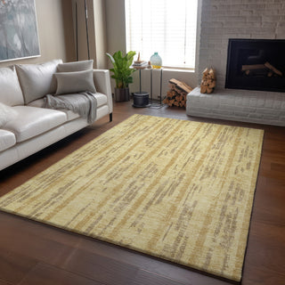 Piper Looms Mayfield Stripes AMF892 Gold Machine Washable Area Rug Lifestyle Image Feature