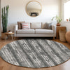 Piper Looms Mayfield Stripes AMF892 Gray Machine Washable Area Rug Round Lifestyle Image Feature