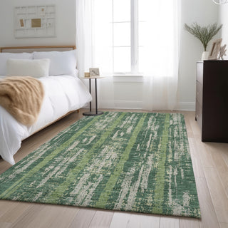 Piper Looms Mayfield Stripes AMF892 Green Machine Washable Area Rug Lifestyle Image Feature