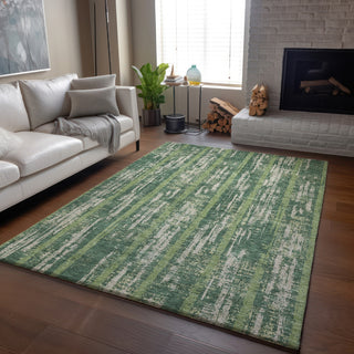 Piper Looms Mayfield Stripes AMF892 Green Machine Washable Area Rug Lifestyle Image Feature