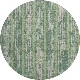 Piper Looms Mayfield Stripes AMF892 Green Machine Washable Area Rug Round Main Image