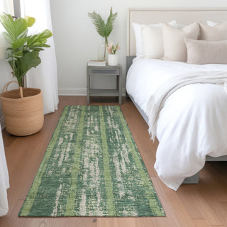 Piper Looms Mayfield Stripes AMF892 Green Machine Washable Area Rug Runner Lifestyle Image Feature