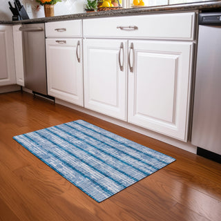Piper Looms Mayfield Stripes AMF892 Navy Machine Washable Area Rug Scatter Lifestyle Image Feature