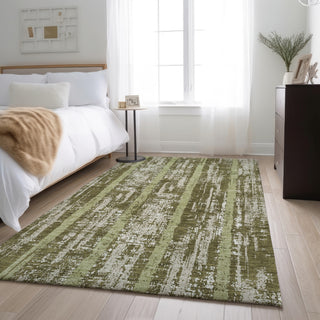 Piper Looms Mayfield Stripes AMF892 Olive Machine Washable Area Rug Lifestyle Image Feature