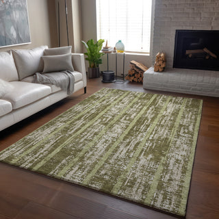 Piper Looms Mayfield Stripes AMF892 Olive Machine Washable Area Rug Lifestyle Image Feature