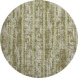 Piper Looms Mayfield Stripes AMF892 Olive Machine Washable Area Rug Round Main Image