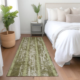 Piper Looms Mayfield Stripes AMF892 Olive Machine Washable Area Rug Runner Lifestyle Image Feature