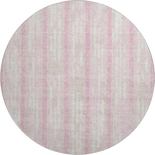 Piper Looms Mayfield Stripes AMF892 Pink Machine Washable Area Rug Round Main Image