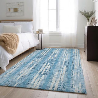 Piper Looms Mayfield Stripes AMF892 Sky Machine Washable Area Rug Lifestyle Image Feature