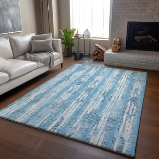 Piper Looms Mayfield Stripes AMF892 Sky Machine Washable Area Rug Lifestyle Image Feature