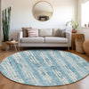 Piper Looms Mayfield Stripes AMF892 Sky Machine Washable Area Rug Round Lifestyle Image Feature
