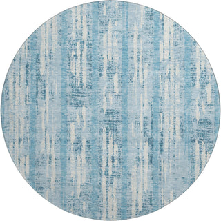 Piper Looms Mayfield Stripes AMF892 Sky Machine Washable Area Rug Round Main Image
