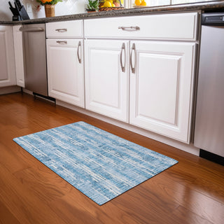 Piper Looms Mayfield Stripes AMF892 Sky Machine Washable Area Rug Scatter Lifestyle Image Feature