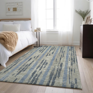 Piper Looms Mayfield Stripes AMF892 Taupe Machine Washable Area Rug Lifestyle Image Feature