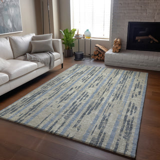 Piper Looms Mayfield Stripes AMF892 Taupe Machine Washable Area Rug Lifestyle Image Feature