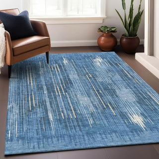 Piper Looms Mayfield Stripes AMF893 Blue Machine Washable Area Rug Lifestyle Image Feature