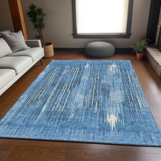 Piper Looms Mayfield Stripes AMF893 Blue Machine Washable Area Rug Lifestyle Image Feature