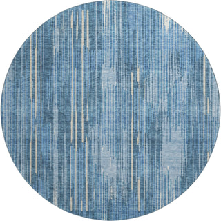 Piper Looms Mayfield Stripes AMF893 Blue Machine Washable Area Rug Round Main Image