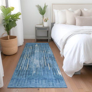 Piper Looms Mayfield Stripes AMF893 Blue Machine Washable Area Rug Runner Lifestyle Image Feature