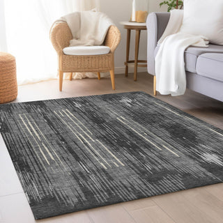 Piper Looms Mayfield Stripes AMF893 Charcoal Machine Washable Area Rug Lifestyle Image Feature