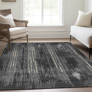 Piper Looms Mayfield Stripes AMF893 Charcoal Machine Washable Area Rug Lifestyle Image Feature
