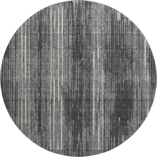 Piper Looms Mayfield Stripes AMF893 Charcoal Machine Washable Area Rug Round Main Image